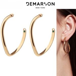 DEMARSON Mini Calypso Hoop Gold Earrings with Green Accent 195$